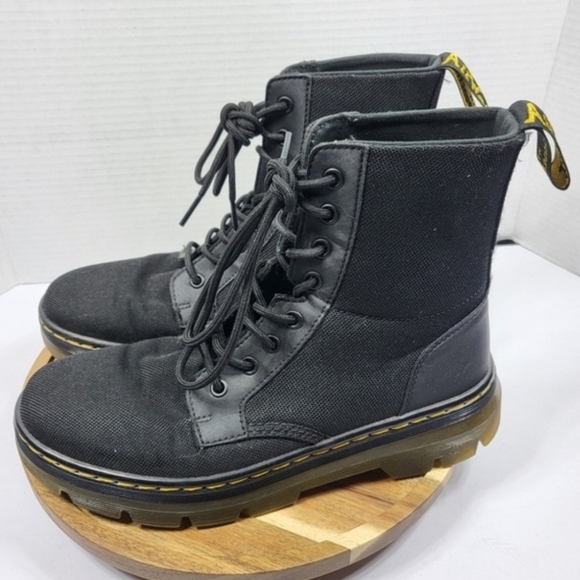 Dr. Martens Combs Canvas Black Lace Up Combat Boots W8/M6 Unisex